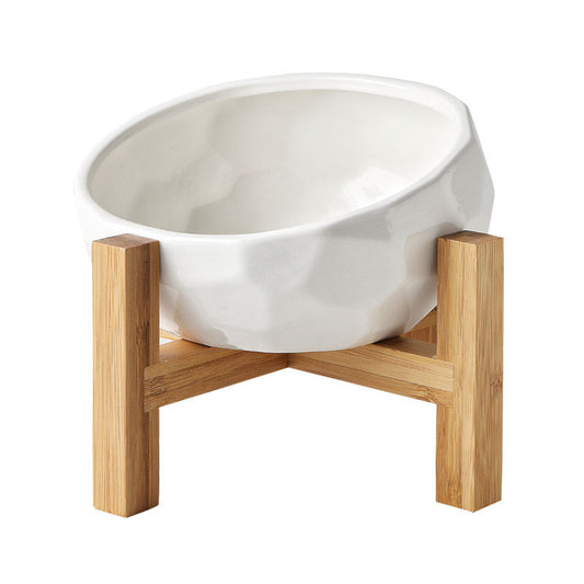 Pet Bowl Ceramic And Wood Gomaki