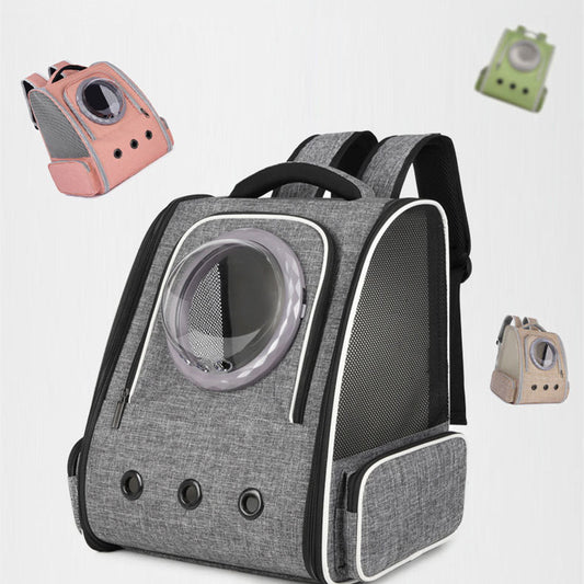 Linen Cat Backpack Carrier with Bubble Window Gomaki