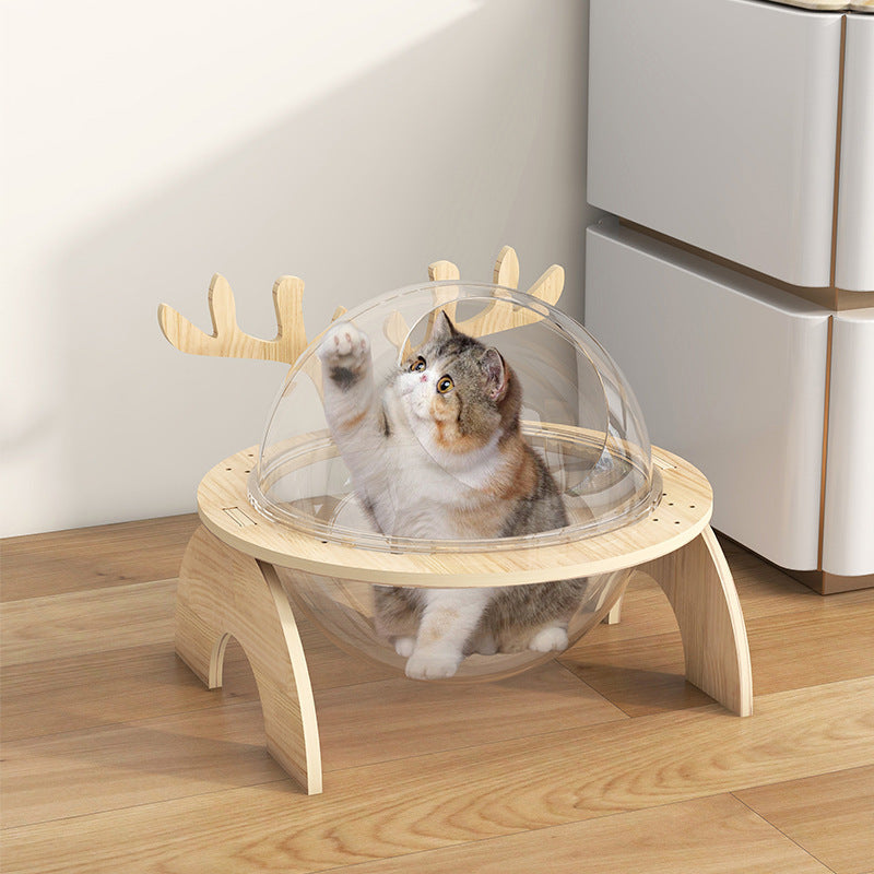 Cat Nest Space Capsule Solid Wood Pet Bed Gomaki