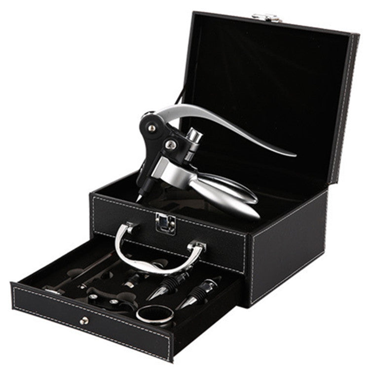 Luxury Wooden Leather Wine Accessory Gift Set