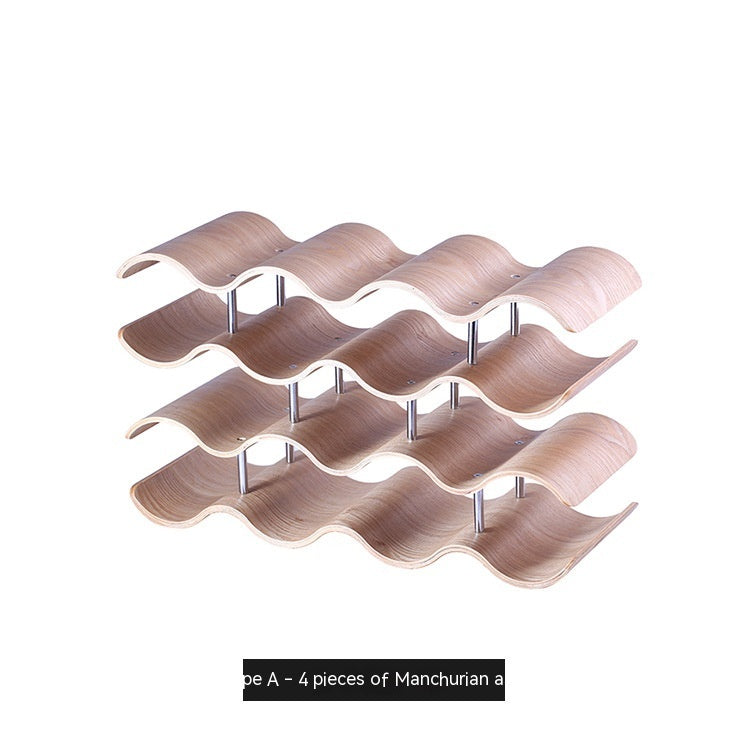 Modern Wave Wooden Wine Rack Gomaki
