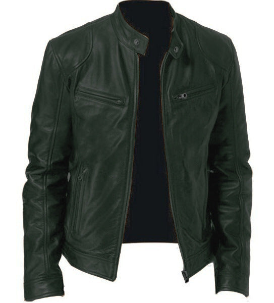 Men Classic Biker Faux Leather Jacket Gomaki