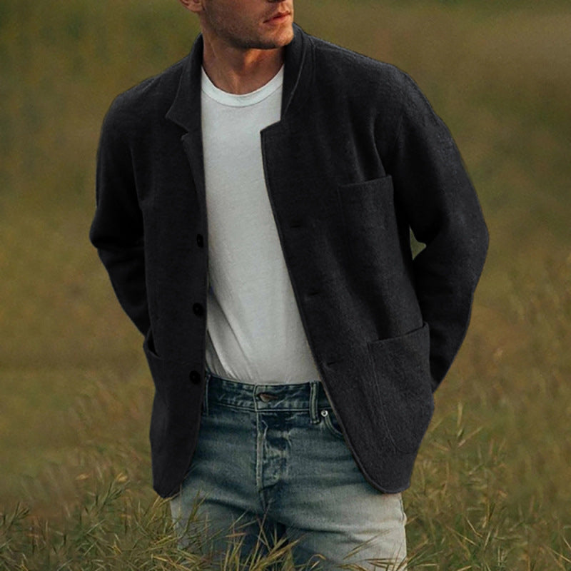 Men Wool Blend Casual Blazer Jacket Gomaki