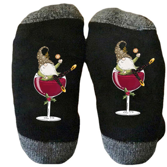 Christmas Wine Gnome Socks Gomaki