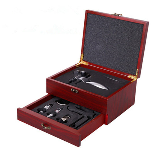 Luxury Wooden Leather Wine Accessory Gift Set