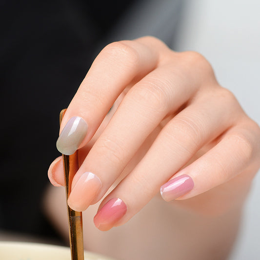 Nail Sticker Green and Gold Floral Press On Gomaki