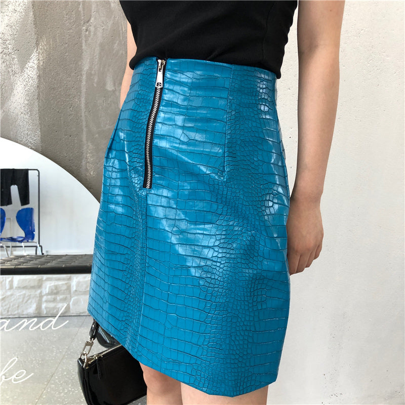 Genuine Leather Oversized Blazer Electric Blue Gomaki