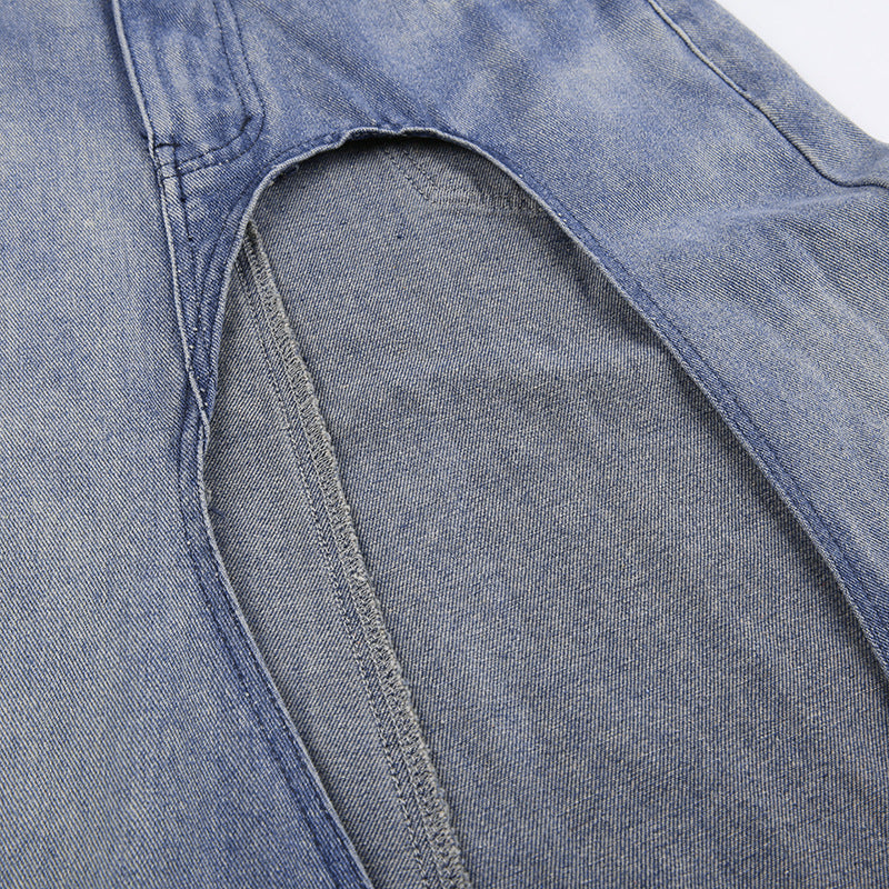 High Waist Vintage Denim Maxi Skirt Gomaki