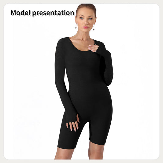 Women Black Slim Fit Bodysuit Jumpsuit Gomaki