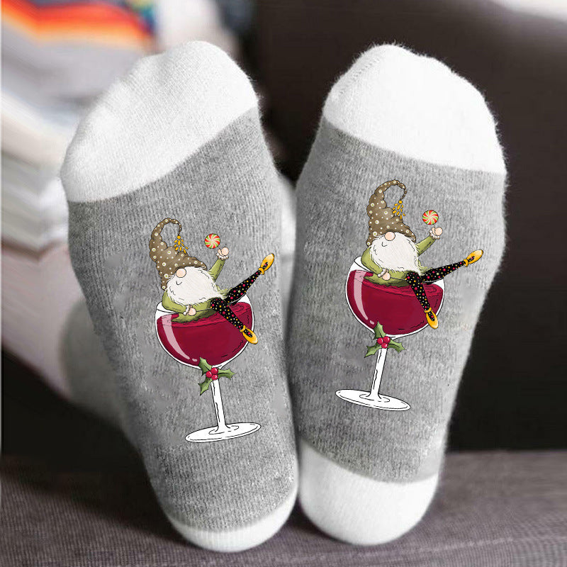 Christmas Wine Gnome Socks Gomaki
