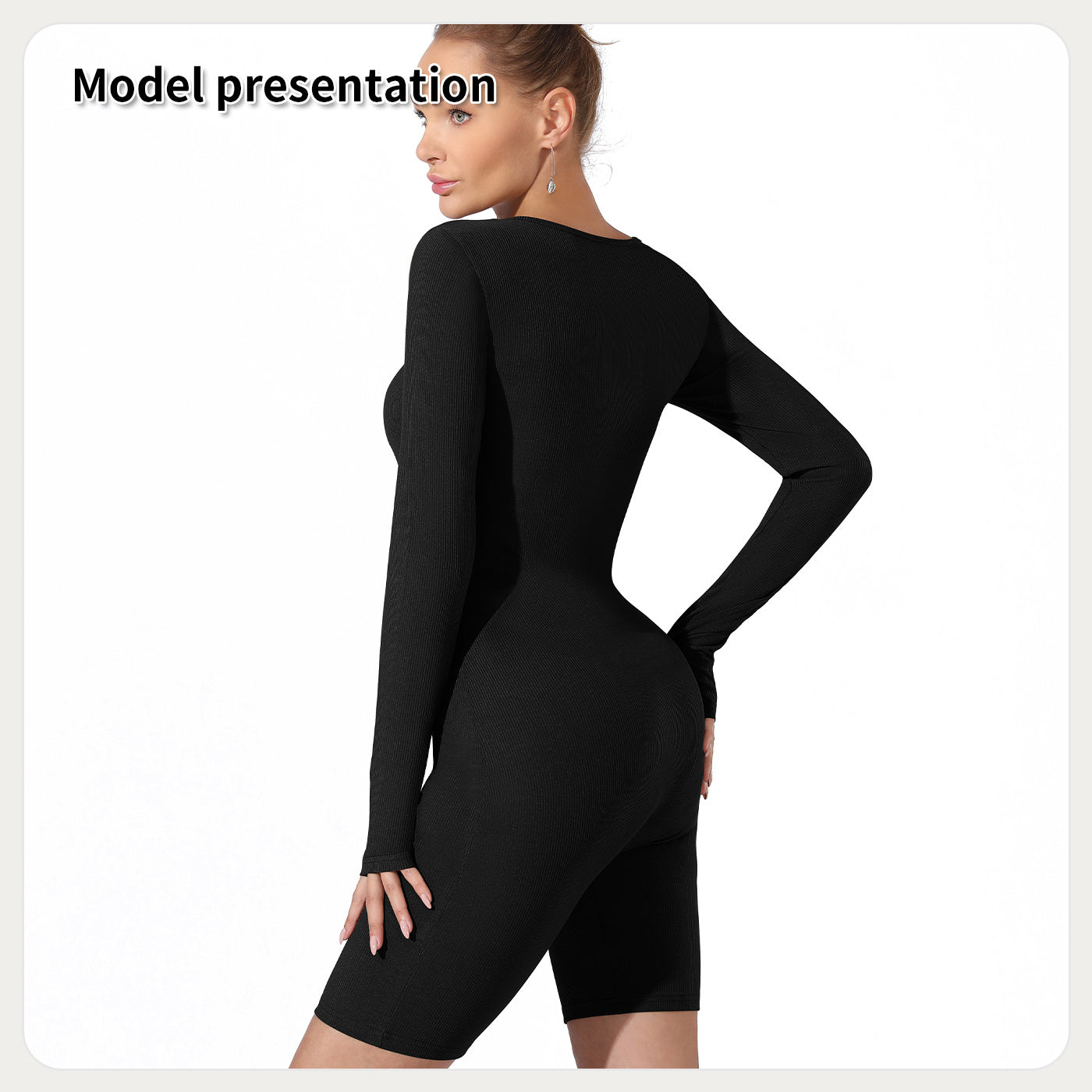 Women Black Slim Fit Bodysuit Jumpsuit Gomaki