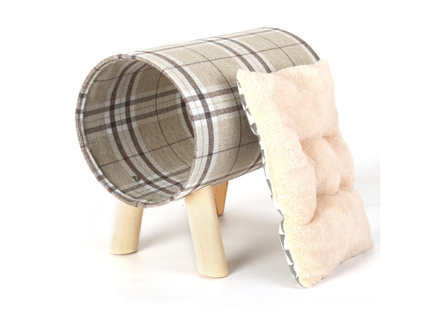 Nordic Wooden Tunnel Cat Bed Gomaki