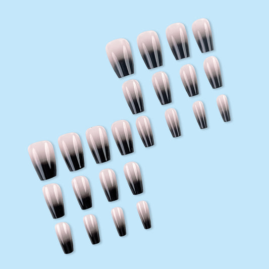 Black Ombre Glossy Press On Nails Gomaki