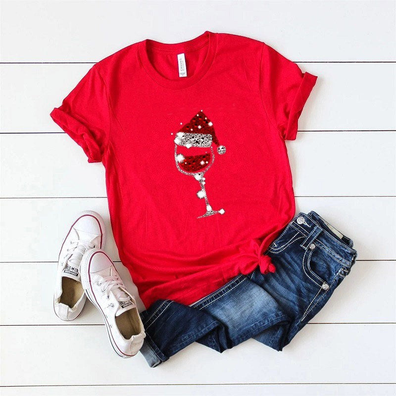 Christmas Wine Glass T Shirt Gomaki