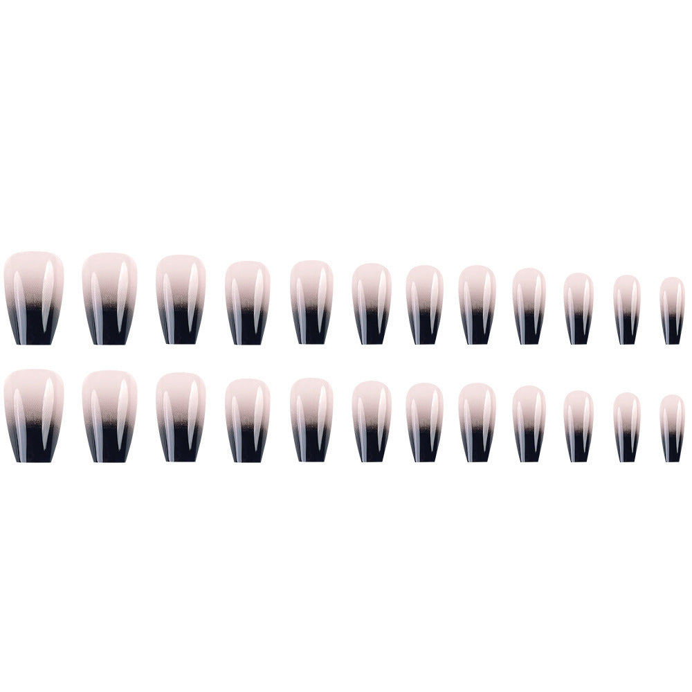 Black Ombre Glossy Press On Nails Gomaki