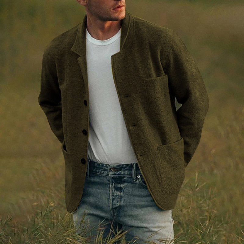 Men Wool Blend Casual Blazer Jacket Gomaki