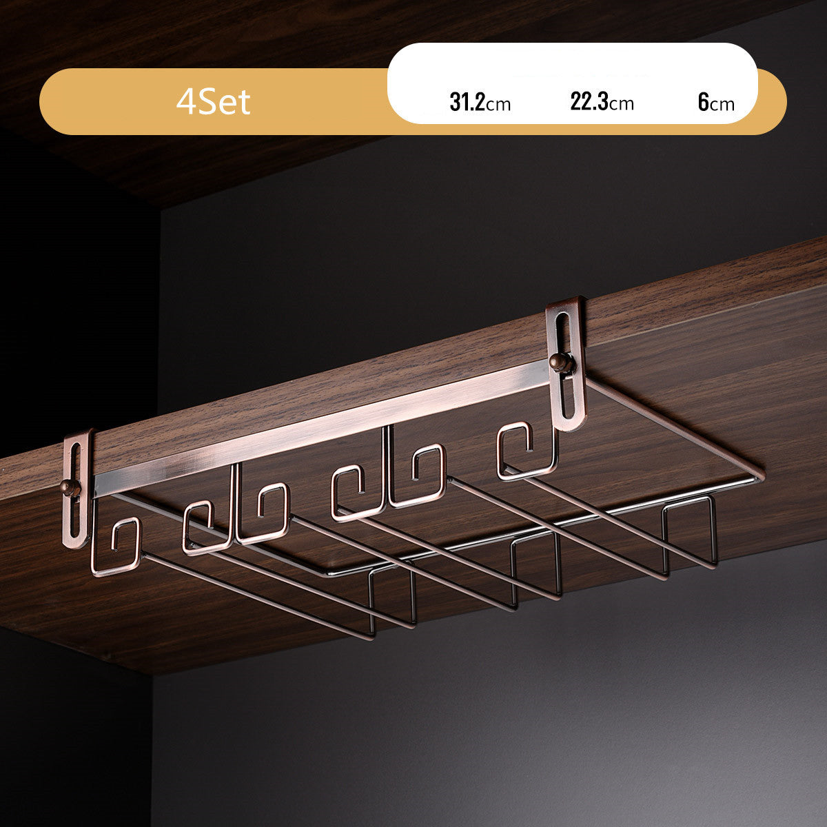 Luxury Gold Under Cabinet Wine Glass Rack Gomaki