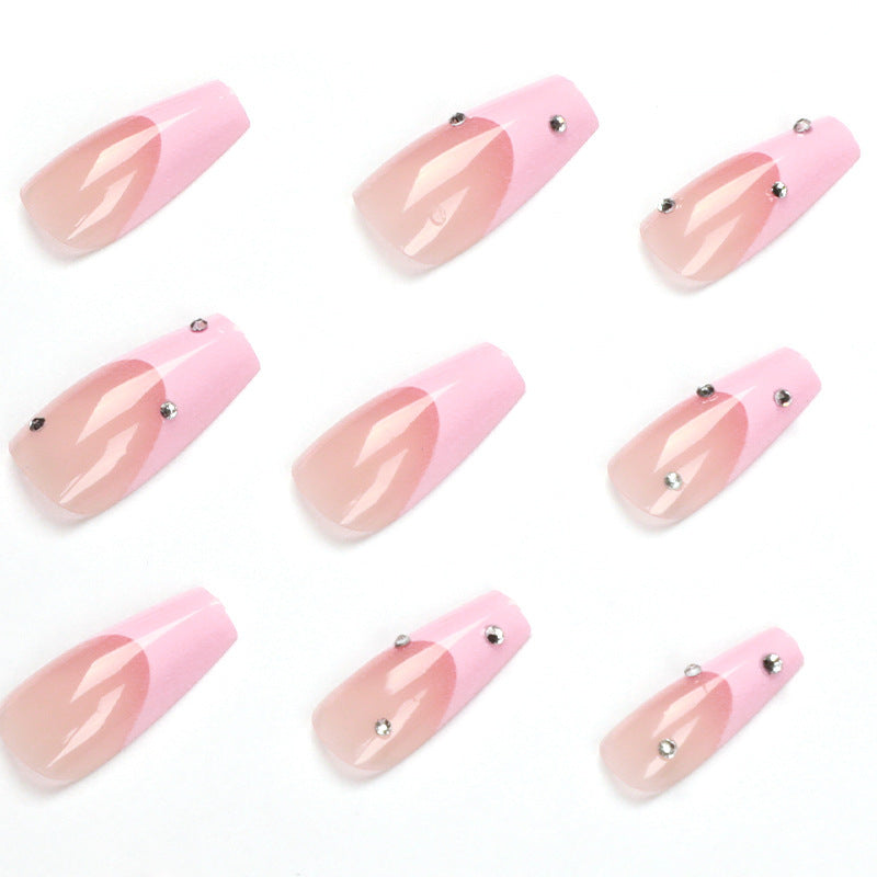 Pink Ombre French Tip Press On Nails Gomaki