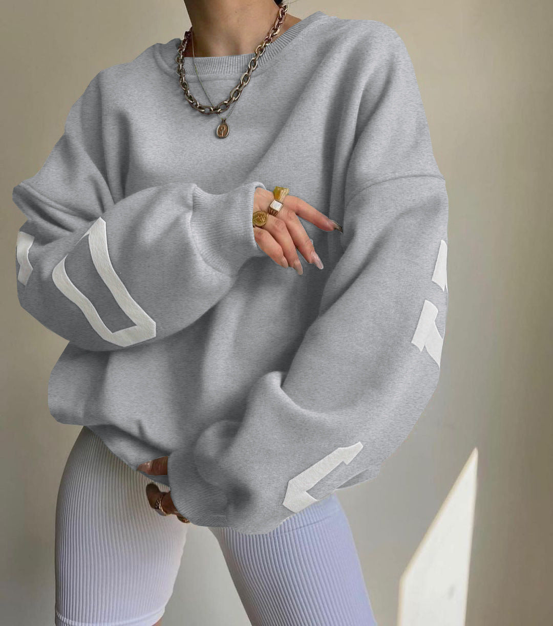 Women Oversized Letter Print Sweatshirt Gomaki
