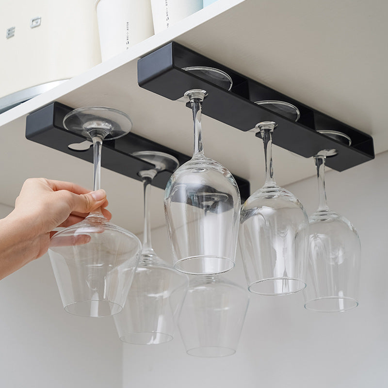 Modern Black Under Cabinet Wine Glass Rack Gomaki