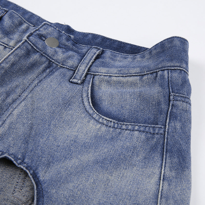 High Waist Vintage Denim Maxi Skirt Gomaki