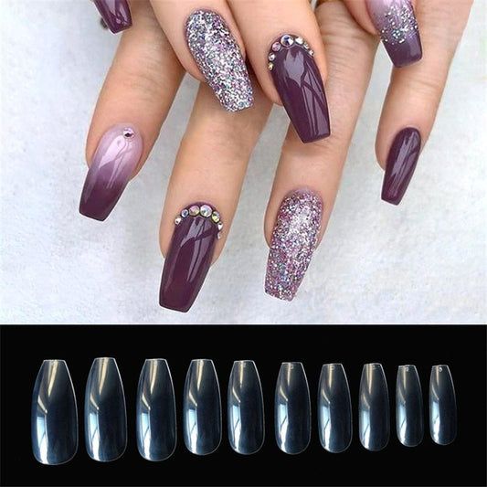 Clear Coffin Nail Tips Set Gomaki