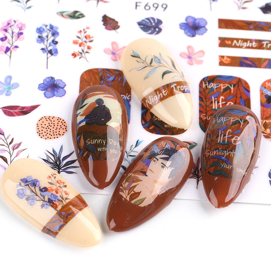 Tropical Leaf Nail Art Stickers Gomaki