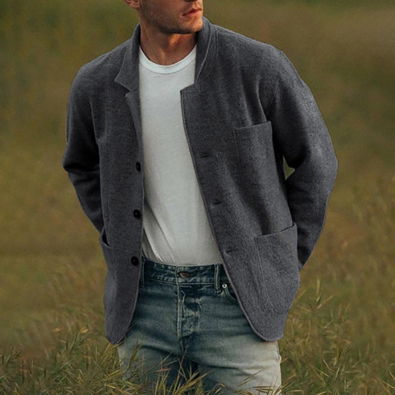 Men Wool Blend Casual Blazer Jacket Gomaki