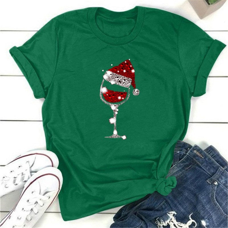 Christmas Wine Glass T Shirt Gomaki