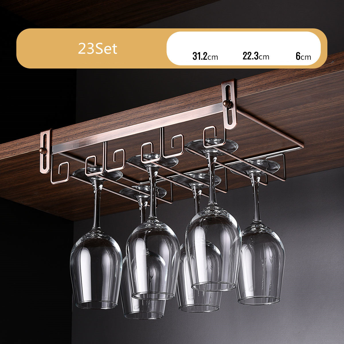 Luxury Gold Under Cabinet Wine Glass Rack Gomaki