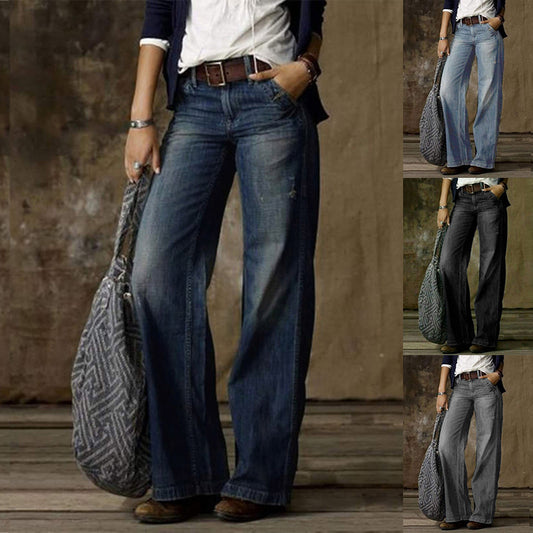 Women Wide Leg High Waist Jeans