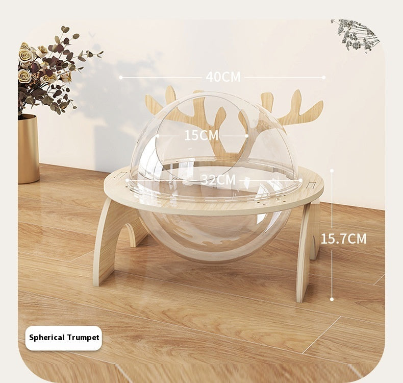 Cat Nest Space Capsule Solid Wood Pet Bed Gomaki