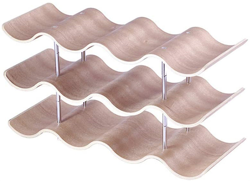 Modern Wave Wooden Wine Rack Gomaki
