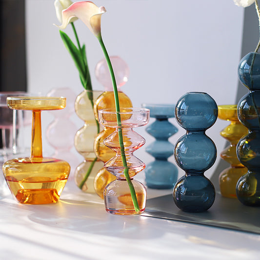 Modern Glass Vase Bubble Vase Art Colored Transparent Gomaki