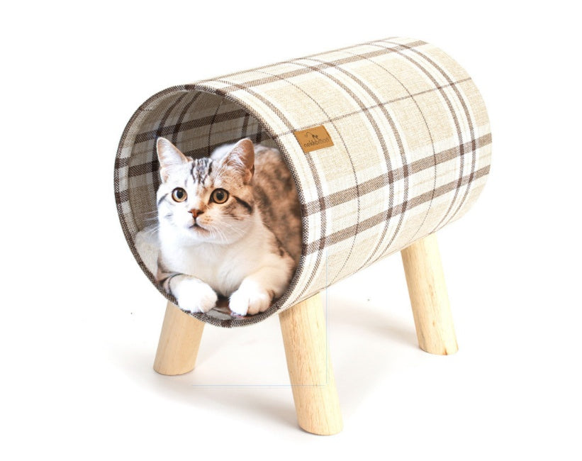 Nordic Wooden Tunnel Cat Bed Gomaki
