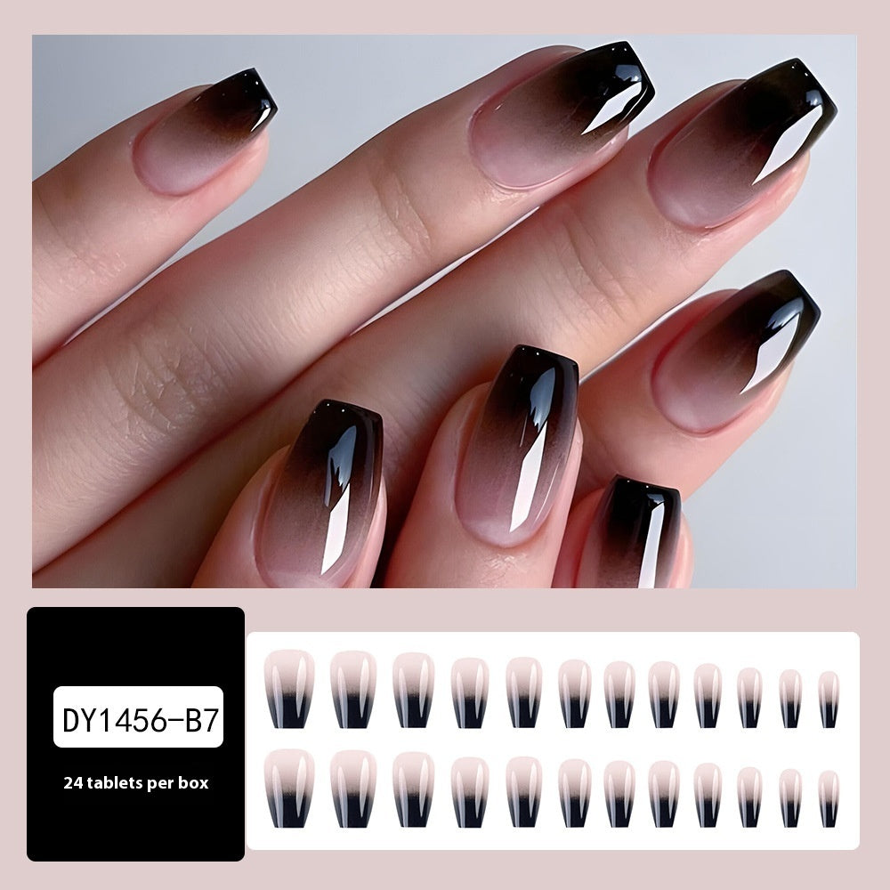 Black Ombre Glossy Press On Nails Gomaki
