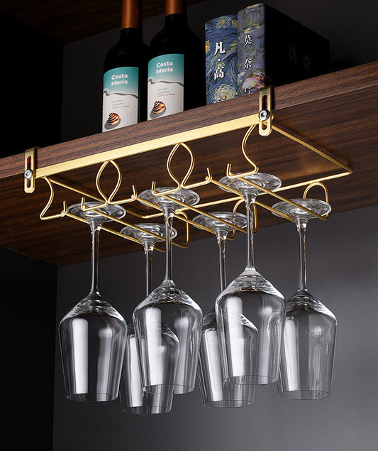 Luxury Gold Under Cabinet Wine Glass Rack Gomaki