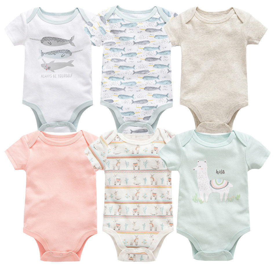 Baby Short Sleeve Cotton Bodysuits 6-Pack Infant Onesies Gomaki