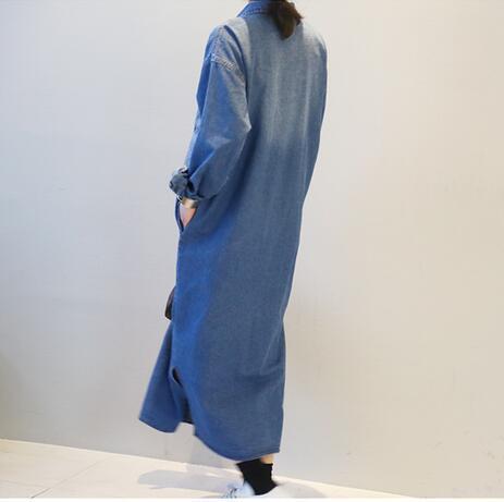 Denim Long Oversized Slit Shirt Jacket Gomaki