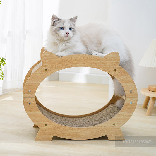 Gomaki Wooden Cat Scratching Post Eco Friendly Solid Wood