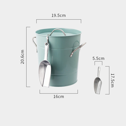 Vintage Metal Ice Bucket with Lid and Scoop Gomaki