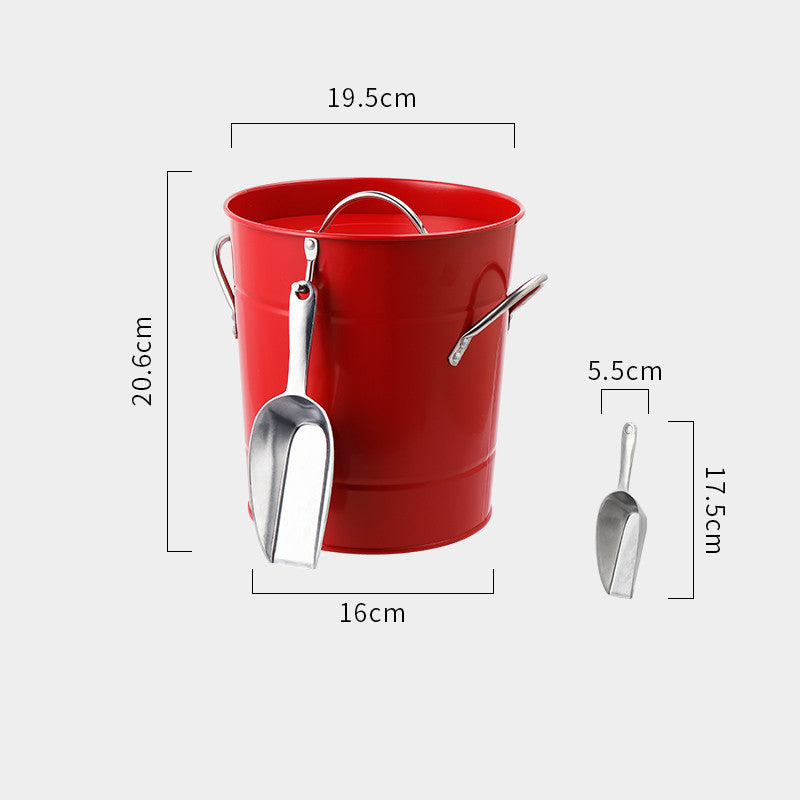 Vintage Metal Ice Bucket with Lid and Scoop Gomaki