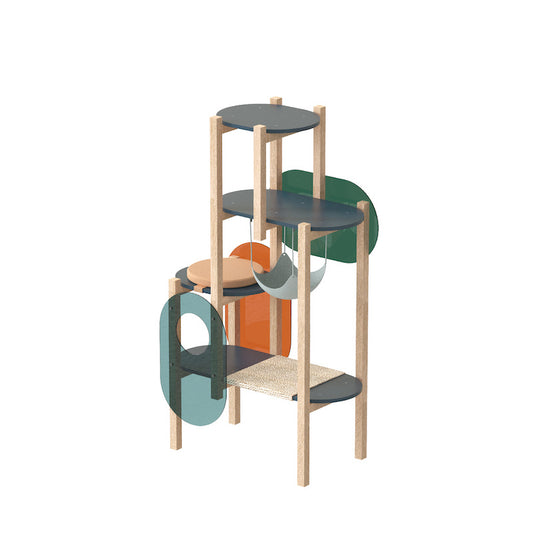 Modern Luxury Cat Tree Tower Solid Wood Multi Level Climbing Structure Gomaki