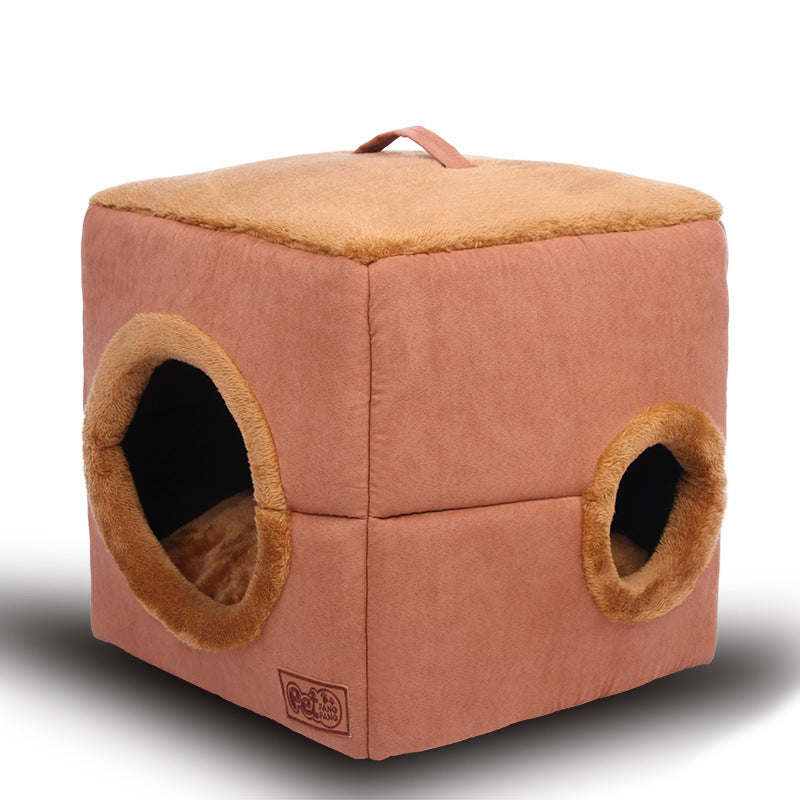Soft Plush Cat And Small Dog Bed with Multiple Openings Gomaki Shop
