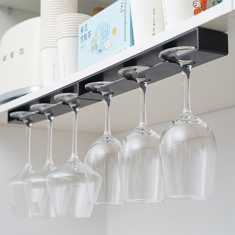 Modern Black Under Cabinet Wine Glass Rack Gomaki