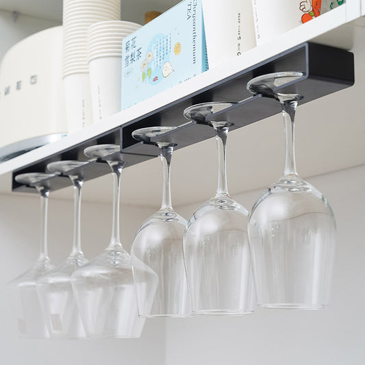Modern Black Under Cabinet Wine Glass Rack Gomaki