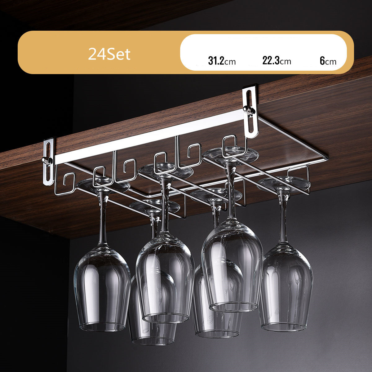 Luxury Gold Under Cabinet Wine Glass Rack Gomaki