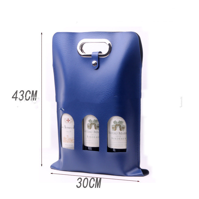 Luxury PU Leather 3 Bottle Wine Carrier Gomaki