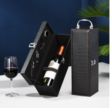 Leather Single Bottle Case with Wine Accessories Gomaki