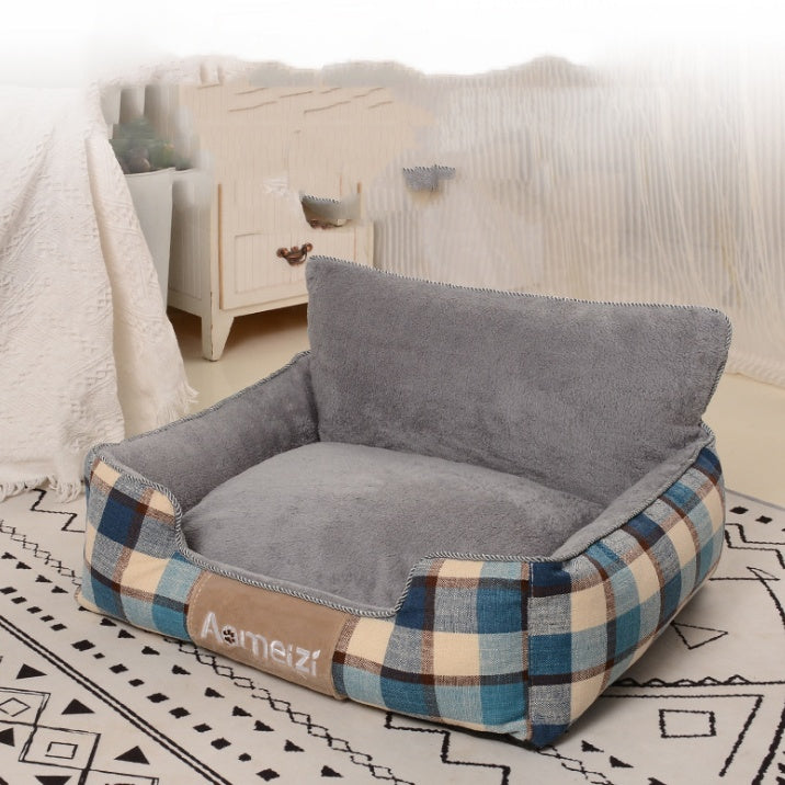 Washable Soft Plaid Sofa for Cats and Dogs with Backrest Gomaki Shop